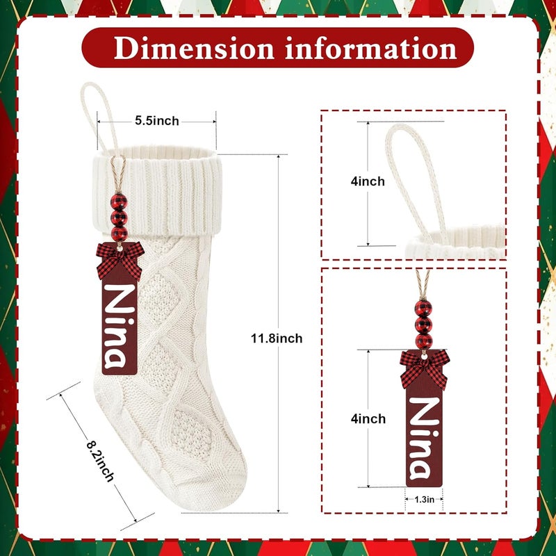 Doitory Store Christmas Stockings 18 Inches,Long Knitted Stocking with Name Tags, Christmas Decoration Hanging Stockings Fireplace Xmas Tree Ornaments for Home Family - Image 5